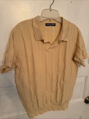 PJ Paul Jones Men’s Cream Knit Polo Sweater